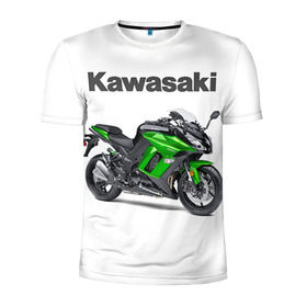 Мужская футболка 3D спортивная с принтом Kawasaky Ninja 1000 в Тюмени, 100% полиэстер с улучшенными характеристиками | приталенный силуэт, круглая горловина, широкие плечи, сужается к линии бедра | Тематика изображения на принте: kawasaky
