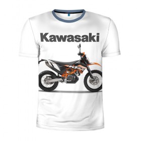 Мужская футболка 3D спортивная с принтом Kawasaky Enduro в Тюмени, 100% полиэстер с улучшенными характеристиками | приталенный силуэт, круглая горловина, широкие плечи, сужается к линии бедра | kawasaky