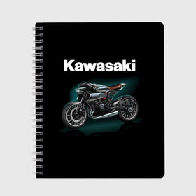 Тетрадь с принтом Kawasaky concept в Тюмени, 100% бумага | 48 листов, плотность листов — 60 г/м2, плотность картонной обложки — 250 г/м2. Листы скреплены сбоку удобной пружинной спиралью. Уголки страниц и обложки скругленные. Цвет линий — светло-серый
 | Тематика изображения на принте: kawasaky