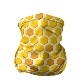 Бандана-труба 3D с принтом Медовые соты в Тюмени, 100% полиэстер, ткань с особыми свойствами — Activecool | плотность 150‒180 г/м2; хорошо тянется, но сохраняет форму | Тематика изображения на принте: арт | еда | мед | пчелы | соты