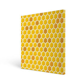Холст квадратный с принтом Медовые соты в Тюмени, 100% ПВХ |  | арт | еда | мед | пчелы | соты