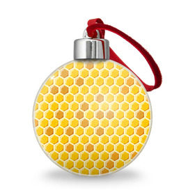 Ёлочный шар с принтом Медовые соты в Тюмени, Пластик | Диаметр: 77 мм | арт | еда | мед | пчелы | соты