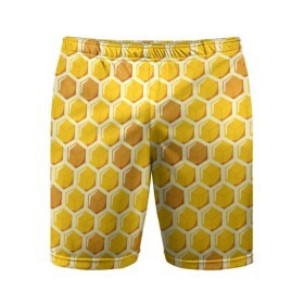 Мужские шорты 3D спортивные с принтом Медовые соты в Тюмени,  |  | Тематика изображения на принте: арт | еда | мед | пчелы | соты