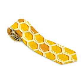 Галстук 3D с принтом Медовые соты в Тюмени, 100% полиэстер | Длина 148 см; Плотность 150-180 г/м2 | Тематика изображения на принте: арт | еда | мед | пчелы | соты