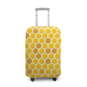 Чехол для чемодана 3D с принтом Медовые соты в Тюмени, 86% полиэфир, 14% спандекс | двустороннее нанесение принта, прорези для ручек и колес | Тематика изображения на принте: арт | еда | мед | пчелы | соты