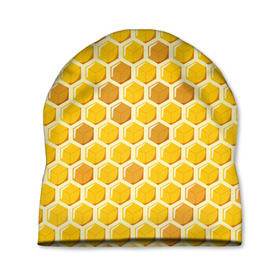 Шапка 3D с принтом Медовые соты в Тюмени, 100% полиэстер | универсальный размер, печать по всей поверхности изделия | арт | еда | мед | пчелы | соты