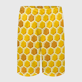 Детские спортивные шорты 3D с принтом Медовые соты в Тюмени,  100% полиэстер
 | пояс оформлен широкой мягкой резинкой, ткань тянется
 | Тематика изображения на принте: арт | еда | мед | пчелы | соты