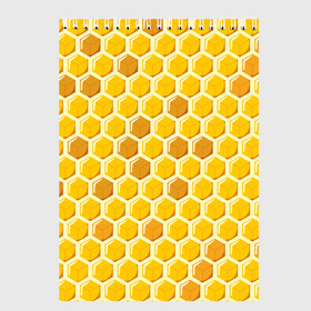 Скетчбук с принтом Медовые соты в Тюмени, 100% бумага
 | 48 листов, плотность листов — 100 г/м2, плотность картонной обложки — 250 г/м2. Листы скреплены сверху удобной пружинной спиралью | арт | еда | мед | пчелы | соты