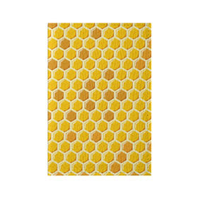 Обложка для паспорта матовая кожа с принтом Медовые соты в Тюмени, натуральная матовая кожа | размер 19,3 х 13,7 см; прозрачные пластиковые крепления | арт | еда | мед | пчелы | соты