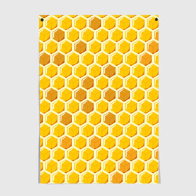Постер с принтом Медовые соты в Тюмени, 100% бумага
 | бумага, плотность 150 мг. Матовая, но за счет высокого коэффициента гладкости имеет небольшой блеск и дает на свету блики, но в отличии от глянцевой бумаги не покрыта лаком | арт | еда | мед | пчелы | соты