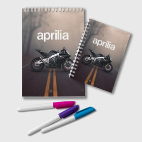 Блокнот с принтом Aprilia RSV4 в Тюмени, 100% бумага | 48 листов, плотность листов — 60 г/м2, плотность картонной обложки — 250 г/м2. Листы скреплены удобной пружинной спиралью. Цвет линий — светло-серый
 | aprilia