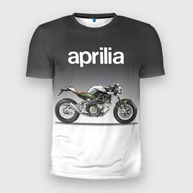 Мужская футболка 3D спортивная с принтом Aprilia 750CR в Тюмени, 100% полиэстер с улучшенными характеристиками | приталенный силуэт, круглая горловина, широкие плечи, сужается к линии бедра | aprilia