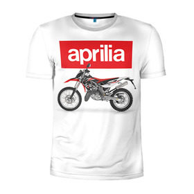 Мужская футболка 3D спортивная с принтом Aprilia enduro в Тюмени, 100% полиэстер с улучшенными характеристиками | приталенный силуэт, круглая горловина, широкие плечи, сужается к линии бедра | aprilia