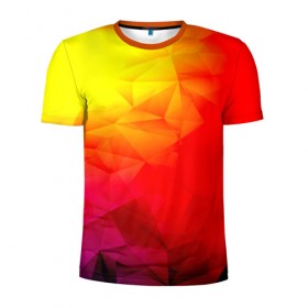 Мужская футболка 3D спортивная с принтом Too-Dye в Тюмени, 100% полиэстер с улучшенными характеристиками | приталенный силуэт, круглая горловина, широкие плечи, сужается к линии бедра | красный | полигоны | яркий