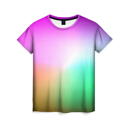 Женская футболка 3D с принтом Сочетание красок в Тюмени, 100% полиэфир ( синтетическое хлопкоподобное полотно) | прямой крой, круглый вырез горловины, длина до линии бедер | градиент | пятна | разноцветные