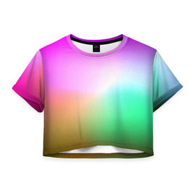 Женская футболка 3D укороченная с принтом Сочетание красок в Тюмени, 100% полиэстер | круглая горловина, длина футболки до линии талии, рукава с отворотами | градиент | пятна | разноцветные