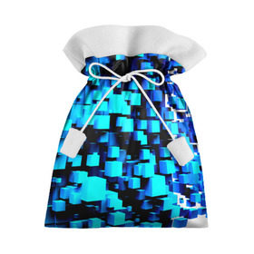 Подарочный 3D мешок с принтом Кубическая текстура в Тюмени, 100% полиэстер | Размер: 29*39 см | Тематика изображения на принте: кубы | объем | синий