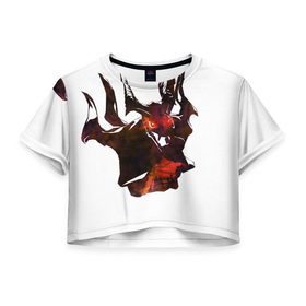 Женская футболка 3D укороченная с принтом Shadow Fiend в Тюмени, 100% полиэстер | круглая горловина, длина футболки до линии талии, рукава с отворотами | 