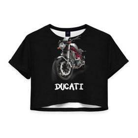 Женская футболка 3D укороченная с принтом Ducati в Тюмени, 100% полиэстер | круглая горловина, длина футболки до линии талии, рукава с отворотами | ducati | дукати | мото | мотогонки | мотоспорт | мотоцикл
