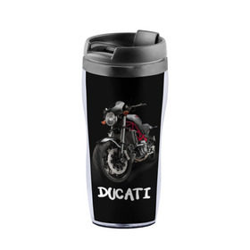 Термокружка-непроливайка с принтом Ducati в Тюмени, внутренняя часть — пищевой пластик, наружная часть — прозрачный пластик, между ними — полиграфическая вставка с рисунком | объем — 350 мл, герметичная крышка | Тематика изображения на принте: ducati | дукати | мото | мотогонки | мотоспорт | мотоцикл