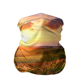 Бандана-труба 3D с принтом Родные просторы в Тюмени, 100% полиэстер, ткань с особыми свойствами — Activecool | плотность 150‒180 г/м2; хорошо тянется, но сохраняет форму | sunrise | sunset | восход | деревня | закат | луг | небо | облака | поле | природа | солнце | цветы