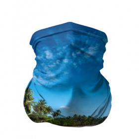 Бандана-труба 3D с принтом Шикарный пляж в Тюмени, 100% полиэстер, ткань с особыми свойствами — Activecool | плотность 150‒180 г/м2; хорошо тянется, но сохраняет форму | Тематика изображения на принте: вода | голубое небо | жара | загар | зной | каникулы | купание | море | океан | отдых | отпуск | пальмы | песок | приключение | путешествие | туризм