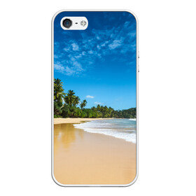 Чехол для iPhone 5/5S матовый с принтом Шикарный пляж в Тюмени, Силикон | Область печати: задняя сторона чехла, без боковых панелей | вода | голубое небо | жара | загар | зной | каникулы | купание | море | океан | отдых | отпуск | пальмы | песок | приключение | путешествие | туризм