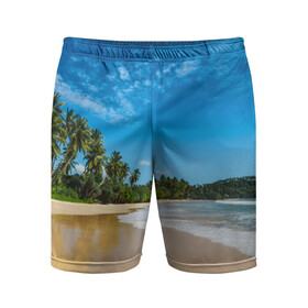 Мужские шорты 3D спортивные с принтом Шикарный пляж в Тюмени,  |  | вода | голубое небо | жара | загар | зной | каникулы | купание | море | океан | отдых | отпуск | пальмы | песок | приключение | путешествие | туризм