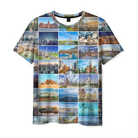 Мужская футболка 3D с принтом Достопримечательности планеты в Тюмени, 100% полиэфир | прямой крой, круглый вырез горловины, длина до линии бедер | Тематика изображения на принте: азия | берлин | вегас | венеция | воспоминания | города | достопримечательности | европа | египет | калифорния | каникулы | лондон | милан | москва | ностальгия | нью йорк | отдых | отпуск | память
