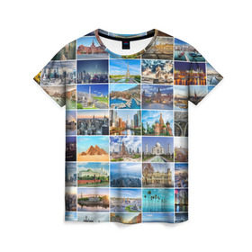Женская футболка 3D с принтом Достопримечательности планеты в Тюмени, 100% полиэфир ( синтетическое хлопкоподобное полотно) | прямой крой, круглый вырез горловины, длина до линии бедер | азия | берлин | вегас | венеция | воспоминания | города | достопримечательности | европа | египет | калифорния | каникулы | лондон | милан | москва | ностальгия | нью йорк | отдых | отпуск | память