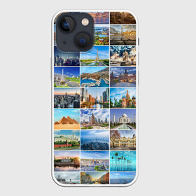 Чехол для iPhone 13 mini с принтом Достопримечательности планеты в Тюмени,  |  | Тематика изображения на принте: азия | берлин | вегас | венеция | воспоминания | города | достопримечательности | европа | египет | калифорния | каникулы | лондон | милан | москва | ностальгия | нью йорк | отдых | отпуск | память