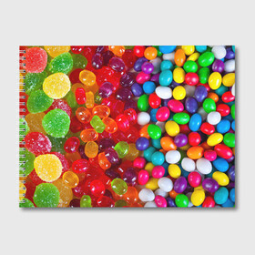 Альбом для рисования с принтом Вкусняшки в Тюмени, 100% бумага
 | матовая бумага, плотность 200 мг. | Тематика изображения на принте: вкуснотища | вкусняшки | глазурь | карамельки | конфетки | конфеты | мармеладки | сахар | сладости