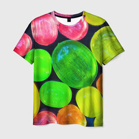Мужская футболка 3D с принтом Карамельки в Тюмени, 100% полиэфир | прямой крой, круглый вырез горловины, длина до линии бедер | Тематика изображения на принте: вкусности | вкусняшки | карамельки | конфетки | конфеты | леденцы | сахар | сладости