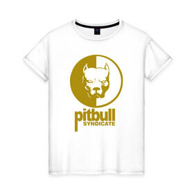 Женская футболка хлопок с принтом Питбуль в Тюмени, 100% хлопок | прямой крой, круглый вырез горловины, длина до линии бедер, слегка спущенное плечо | youtube | игры | питбуль | смотра | собака