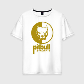Женская футболка хлопок Oversize с принтом Питбуль в Тюмени, 100% хлопок | свободный крой, круглый ворот, спущенный рукав, длина до линии бедер
 | youtube | игры | питбуль | смотра | собака