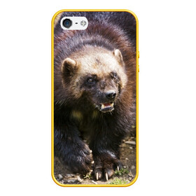 Чехол для iPhone 5/5S матовый с принтом Росомаха в Тюмени, Силикон | Область печати: задняя сторона чехла, без боковых панелей | животные | лес | медведи | охота | природа | туризм