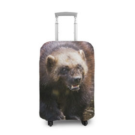 Чехол для чемодана 3D с принтом Росомаха в Тюмени, 86% полиэфир, 14% спандекс | двустороннее нанесение принта, прорези для ручек и колес | животные | лес | медведи | охота | природа | туризм