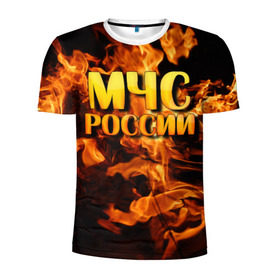 Мужская футболка 3D спортивная с принтом МЧС России 2 в Тюмени, 100% полиэстер с улучшенными характеристиками | приталенный силуэт, круглая горловина, широкие плечи, сужается к линии бедра | мчс | пожарный | россии