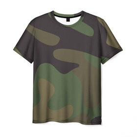 Мужская футболка 3D с принтом Камуфляж (хаки) в Тюмени, 100% полиэфир | прямой крой, круглый вырез горловины, длина до линии бедер | camouflage | камуфляж | хаки