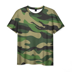 Мужская футболка 3D с принтом Лесной камуфляж в Тюмени, 100% полиэфир | прямой крой, круглый вырез горловины, длина до линии бедер | Тематика изображения на принте: camouflage | forest camouflage | камуфляж | лесной камуфляж