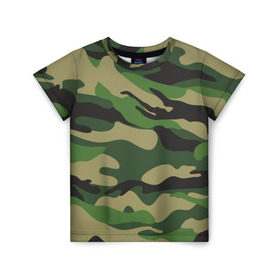 Детская футболка 3D с принтом Лесной камуфляж в Тюмени, 100% гипоаллергенный полиэфир | прямой крой, круглый вырез горловины, длина до линии бедер, чуть спущенное плечо, ткань немного тянется | camouflage | forest camouflage | камуфляж | лесной камуфляж