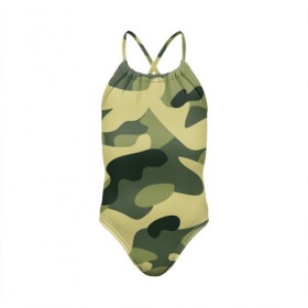 Детский купальник 3D с принтом Зелёный камуфляж в Тюмени, Полиэстер 85%, Спандекс 15% | Слитный крой, подклад по переду изделия, узкие бретели | Тематика изображения на принте: camouflage | green camouflage | зеленый камуфляж | камуфляж