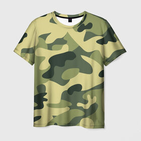 Мужская футболка 3D с принтом Зелёный камуфляж в Тюмени, 100% полиэфир | прямой крой, круглый вырез горловины, длина до линии бедер | camouflage | green camouflage | зеленый камуфляж | камуфляж