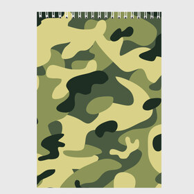 Скетчбук с принтом Зелёный камуфляж в Тюмени, 100% бумага
 | 48 листов, плотность листов — 100 г/м2, плотность картонной обложки — 250 г/м2. Листы скреплены сверху удобной пружинной спиралью | Тематика изображения на принте: camouflage | green camouflage | зеленый камуфляж | камуфляж