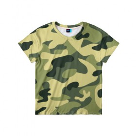 Детская футболка 3D с принтом Зелёный камуфляж в Тюмени, 100% гипоаллергенный полиэфир | прямой крой, круглый вырез горловины, длина до линии бедер, чуть спущенное плечо, ткань немного тянется | Тематика изображения на принте: camouflage | green camouflage | зеленый камуфляж | камуфляж
