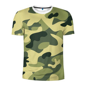 Мужская футболка 3D спортивная с принтом Зелёный камуфляж в Тюмени, 100% полиэстер с улучшенными характеристиками | приталенный силуэт, круглая горловина, широкие плечи, сужается к линии бедра | camouflage | green camouflage | зеленый камуфляж | камуфляж