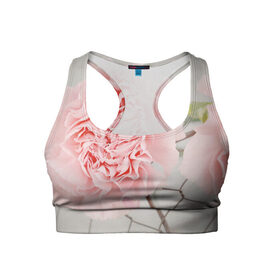 Женский спортивный топ 3D с принтом Розовый цветок в Тюмени, 82% полиэстер, 18% спандекс Ткань безопасна для здоровья, позволяет коже дышать, не мнется и не растягивается |  | женская | природа | растения | розовый | цветок | цветы