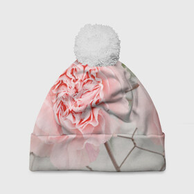 Шапка 3D c помпоном с принтом Розовый цветок в Тюмени, 100% полиэстер | универсальный размер, печать по всей поверхности изделия | женская | природа | растения | розовый | цветок | цветы
