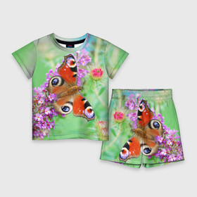 Детский костюм с шортами 3D с принтом Прелесть в Тюмени,  |  | Тематика изображения на принте: бабочка | лепестки | прикольные картинки | природа | цветочки | цветы