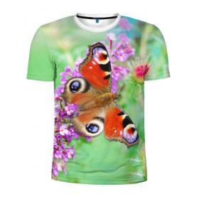 Мужская футболка 3D спортивная с принтом Прелесть в Тюмени, 100% полиэстер с улучшенными характеристиками | приталенный силуэт, круглая горловина, широкие плечи, сужается к линии бедра | бабочка | лепестки | прикольные картинки | природа | цветочки | цветы